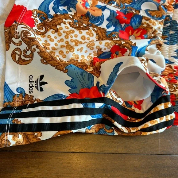 adidas Women's Athletic Shorts - Red, Blue, Brown Floral - Picture 6 of 10